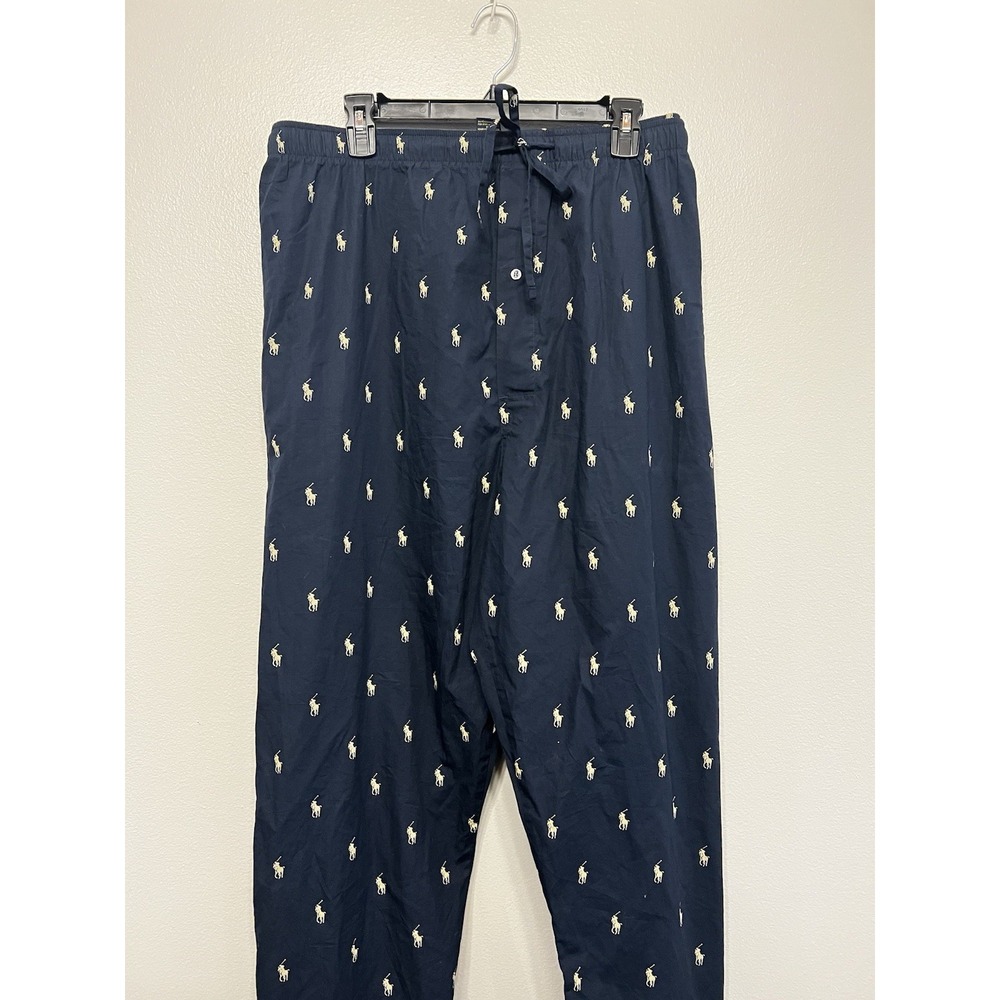 Polo by Ralph Lauren Men's Navy Pajama Lounge Pants Large Pony Logo Print Sz 3X - Picture 3 of 6